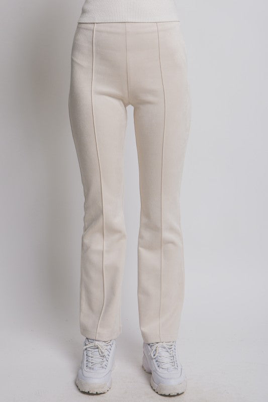 Faux Suede Flare Pants
