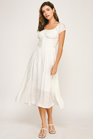 White Blossom Button Dress