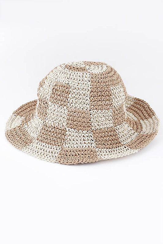 Checker Weaved Bucket Hat
