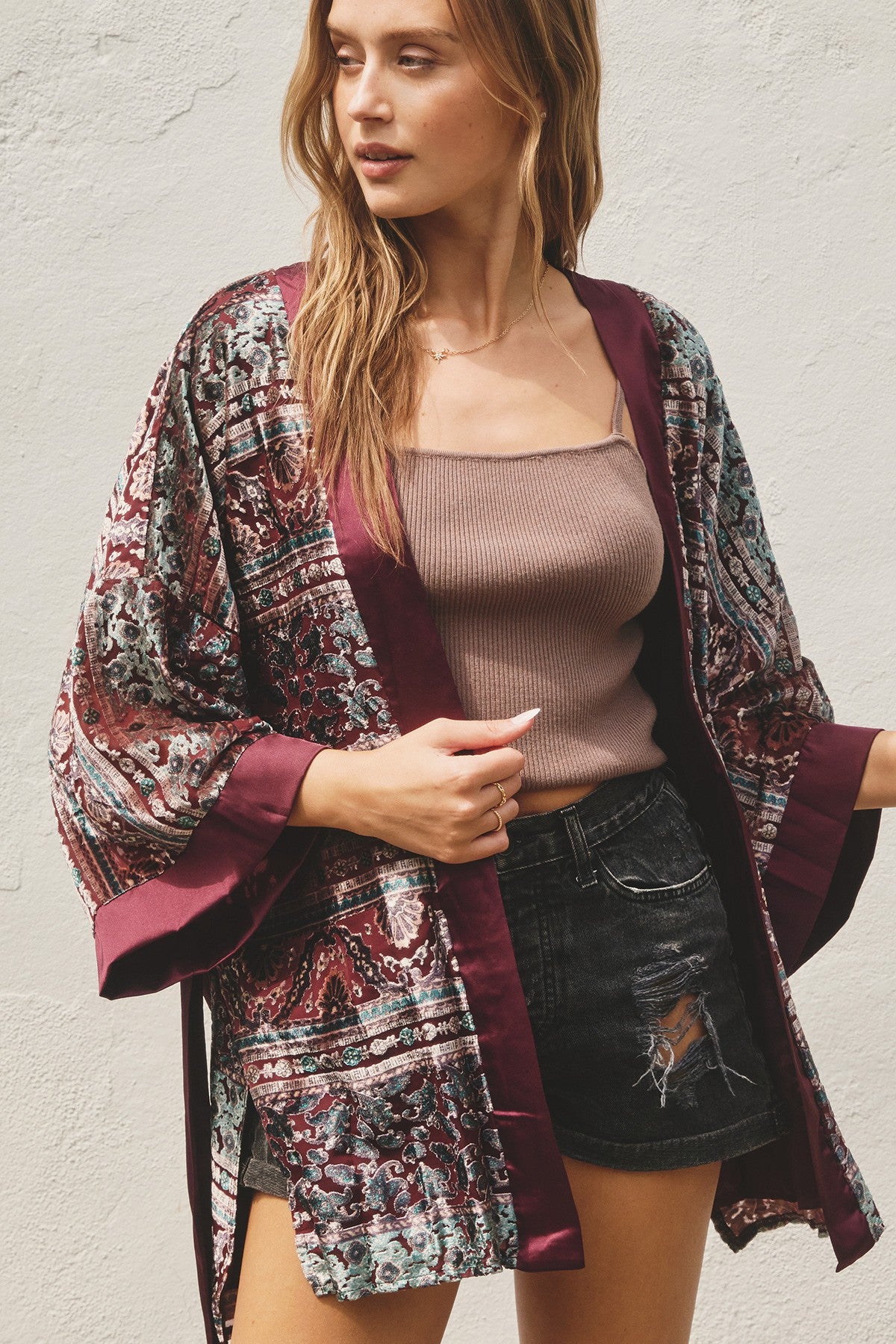 Paisley Velvet Burnout Kimono