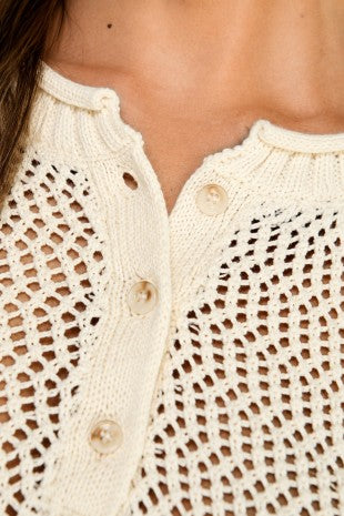 Open Knit Coastal Sweater Top