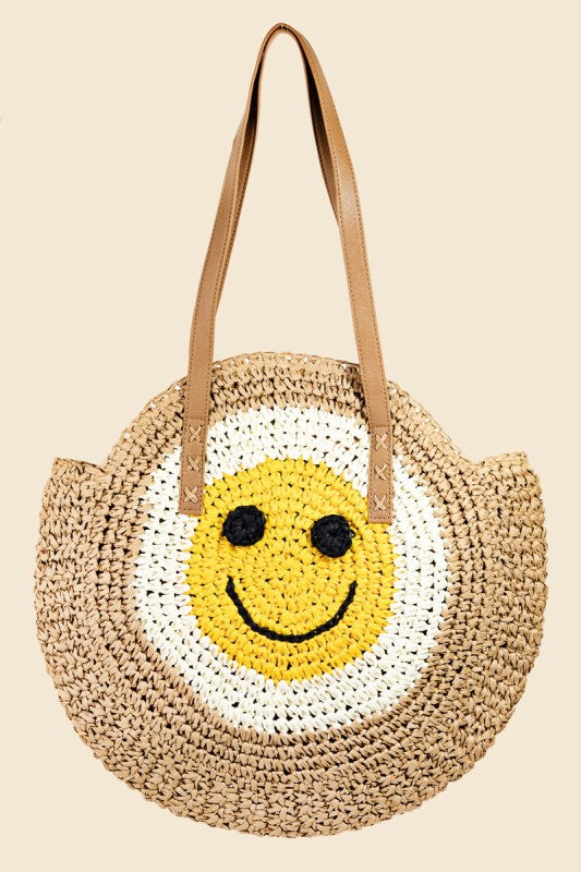 Sunny Smiles Straw Tote