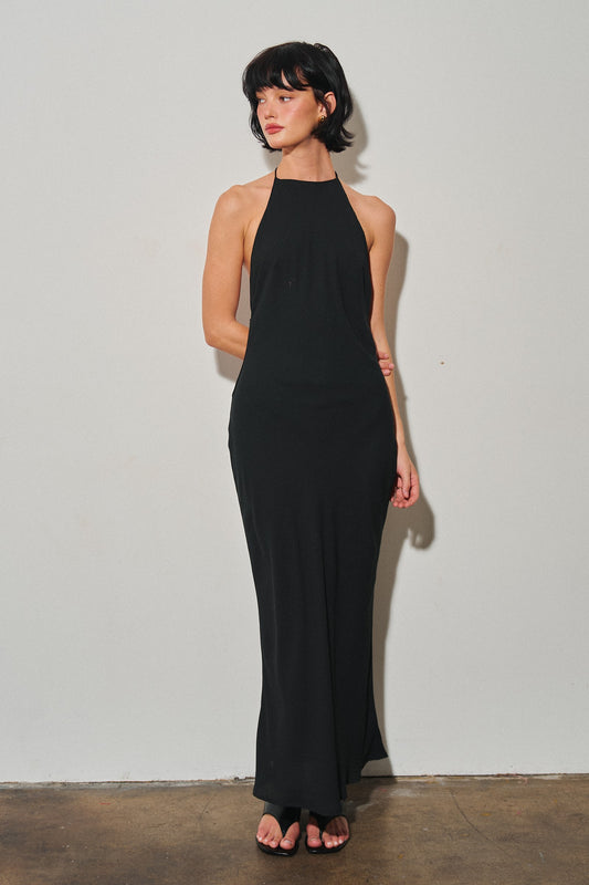 Noir Chiffon Maxi Dress