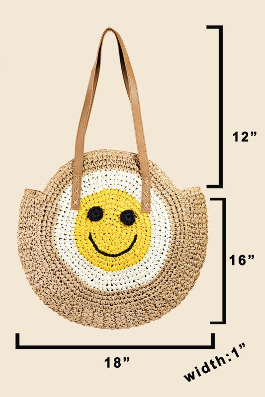 Sunny Smiles Straw Tote
