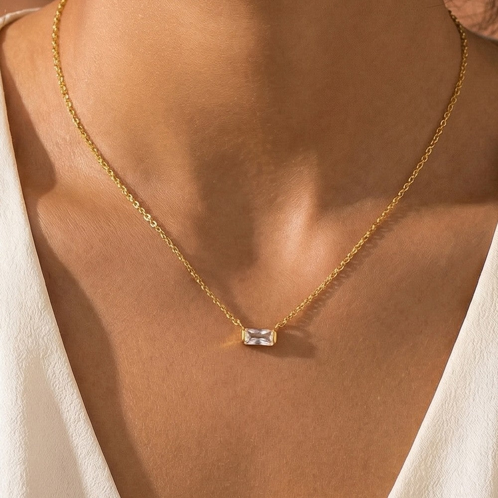 Mini Stud Rhinestone Pendant Necklace