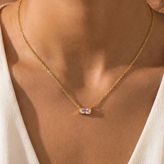 Mini Stud Rhinestone Pendant Necklace
