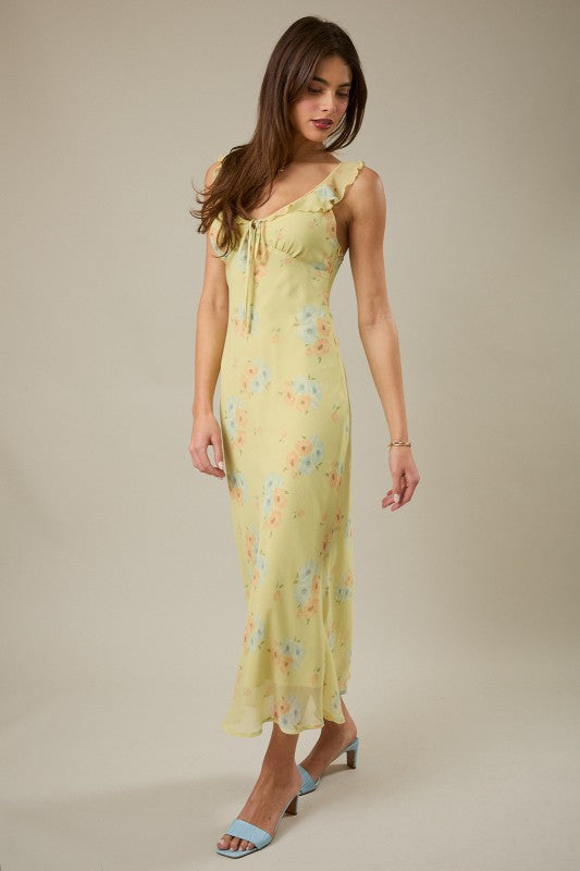 Sweetheart Floral Print Maxi Dress