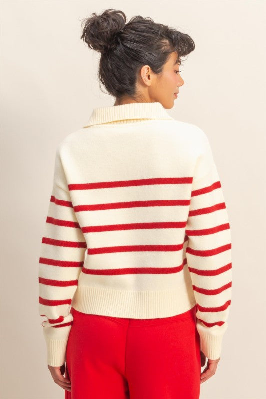 Candy Cane Cutie Half Zip Pullover Sweater