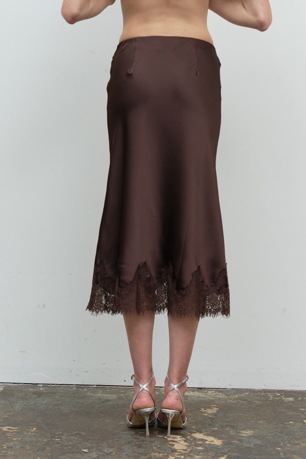Mocha Lace Trim Skirt