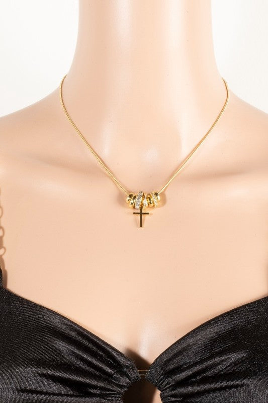 Gold Dipped Multi Ring Charms Chain Necklace