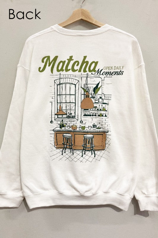 Matcha Moments Pullover Graphic Sweatshirt