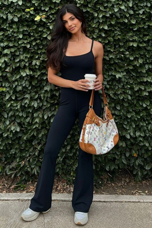 Sleek Black Flared Jumpsuit