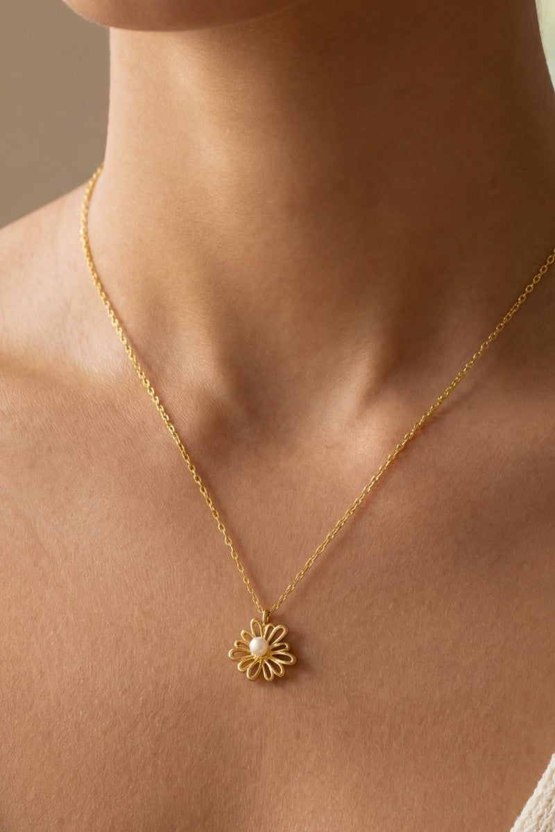Golden Daisy Charm Necklace