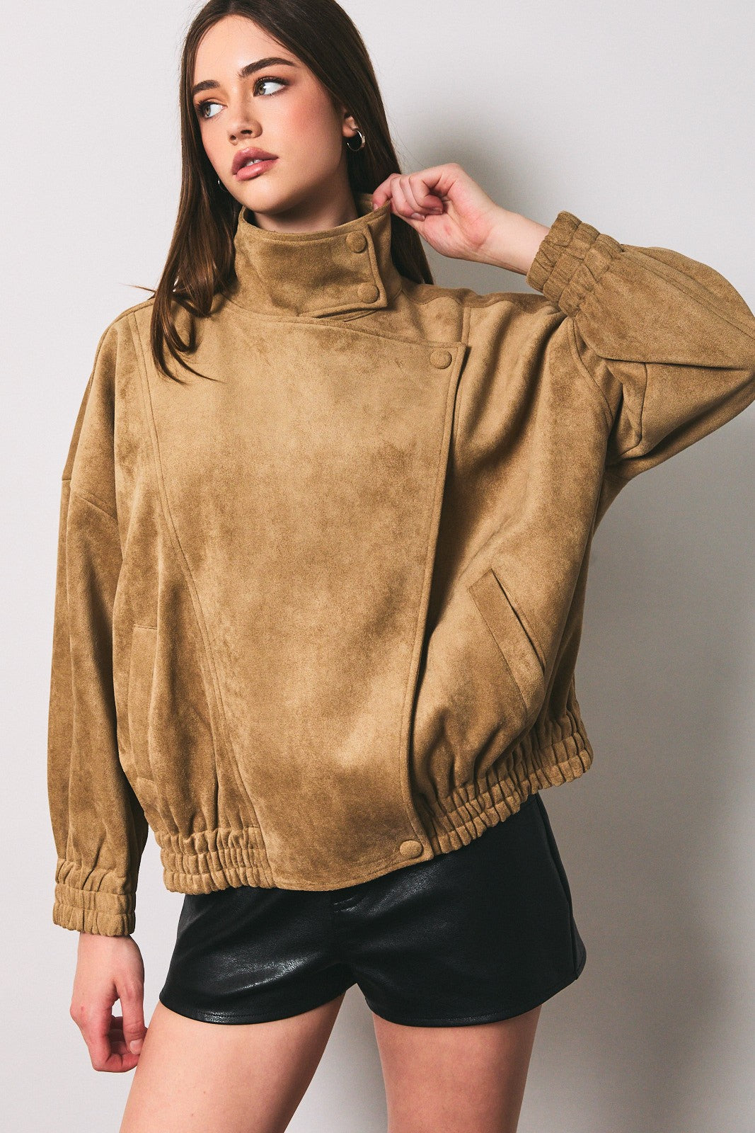 Chic Oversized Suede Jacket
