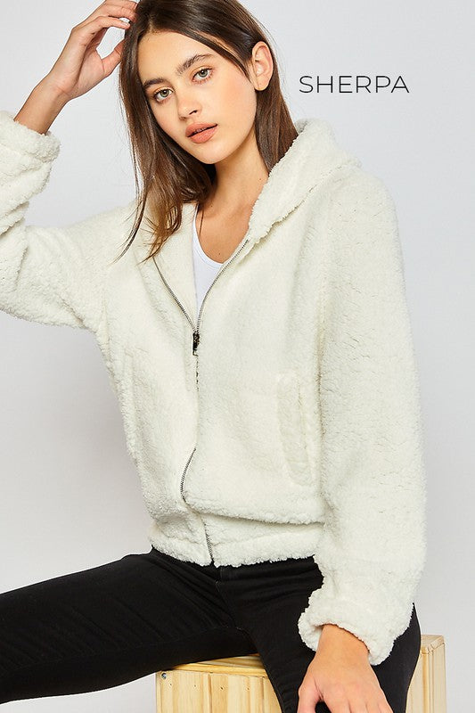 Sherpa Zip Up Hoodie