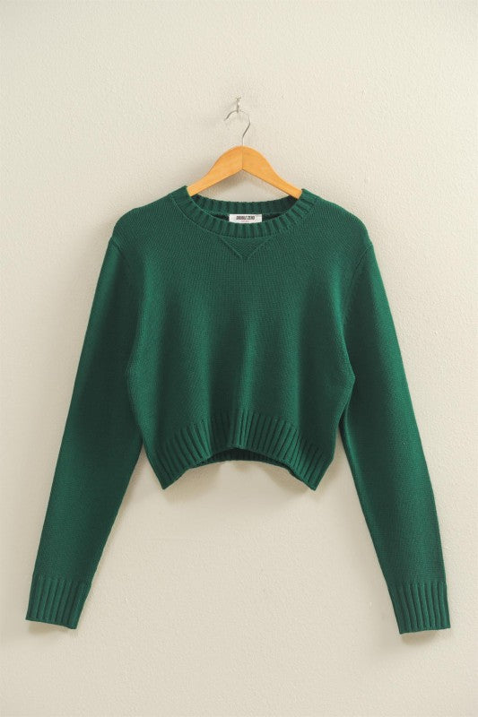 Winter Pine Knit Cropped Pullover Sweater
