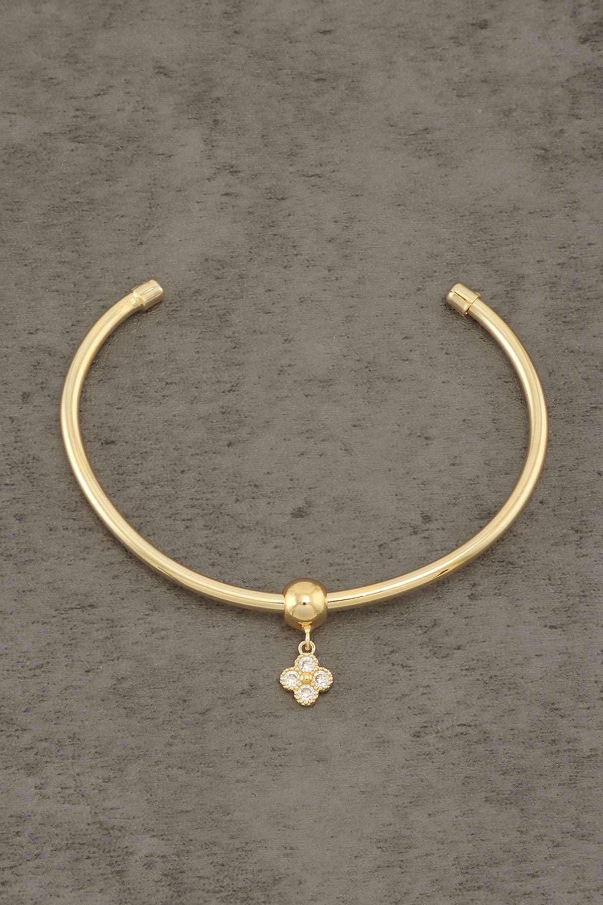 Rhinestone Clover Open Cuff