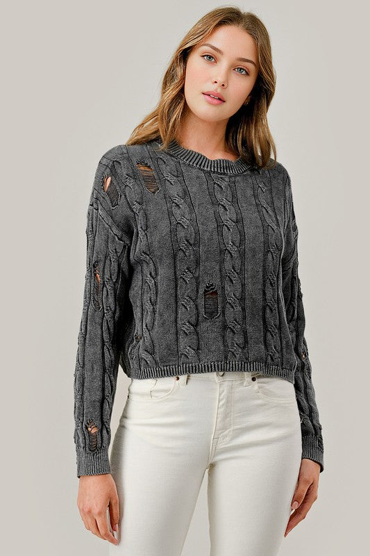 Torn Cropped Knitted Sweater