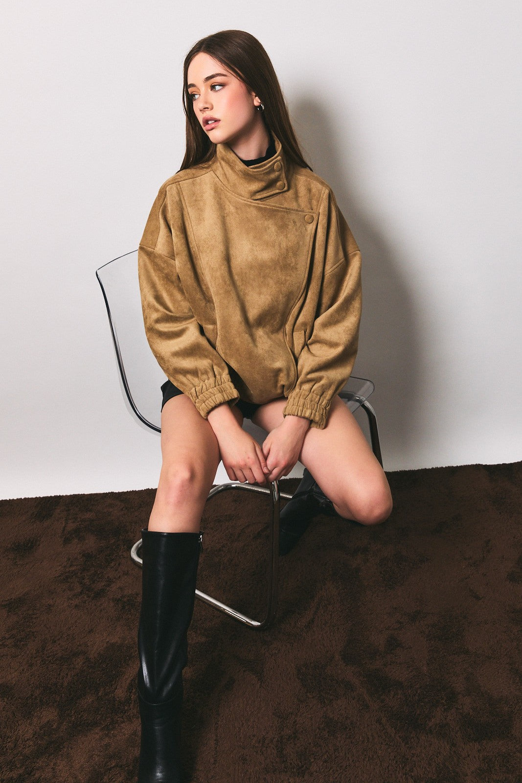 Chic Oversized Suede Jacket