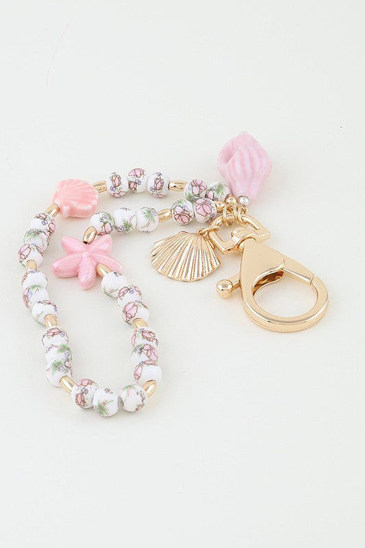 Blooming Seashell Beaded Bag Charm