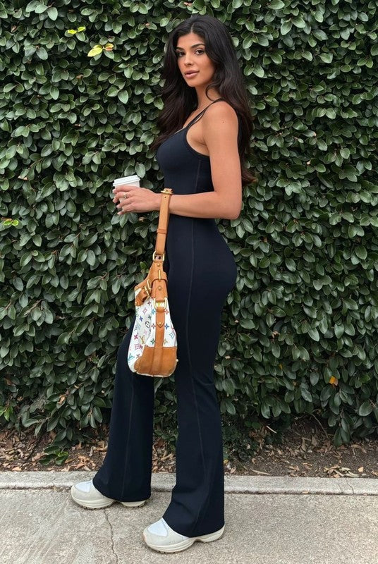 Sleek Black Flared Jumpsuit
