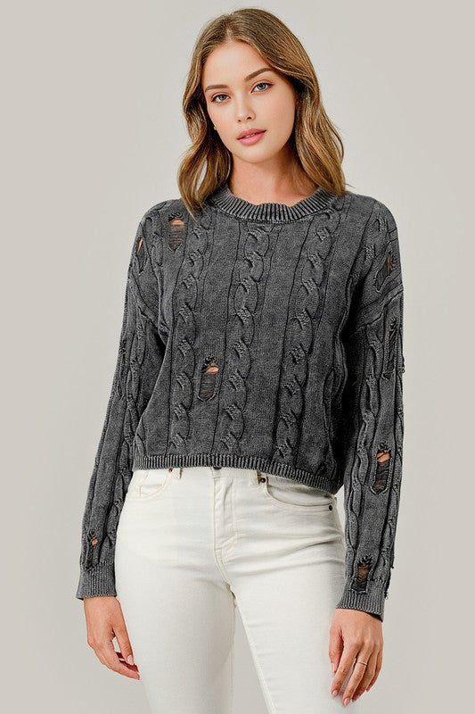 Torn Cropped Knitted Sweater