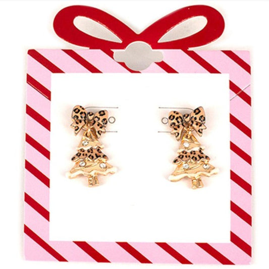 Leopard Christmas Tree Earring