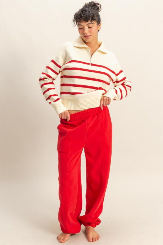 Candy Cane Cutie Half Zip Pullover Sweater