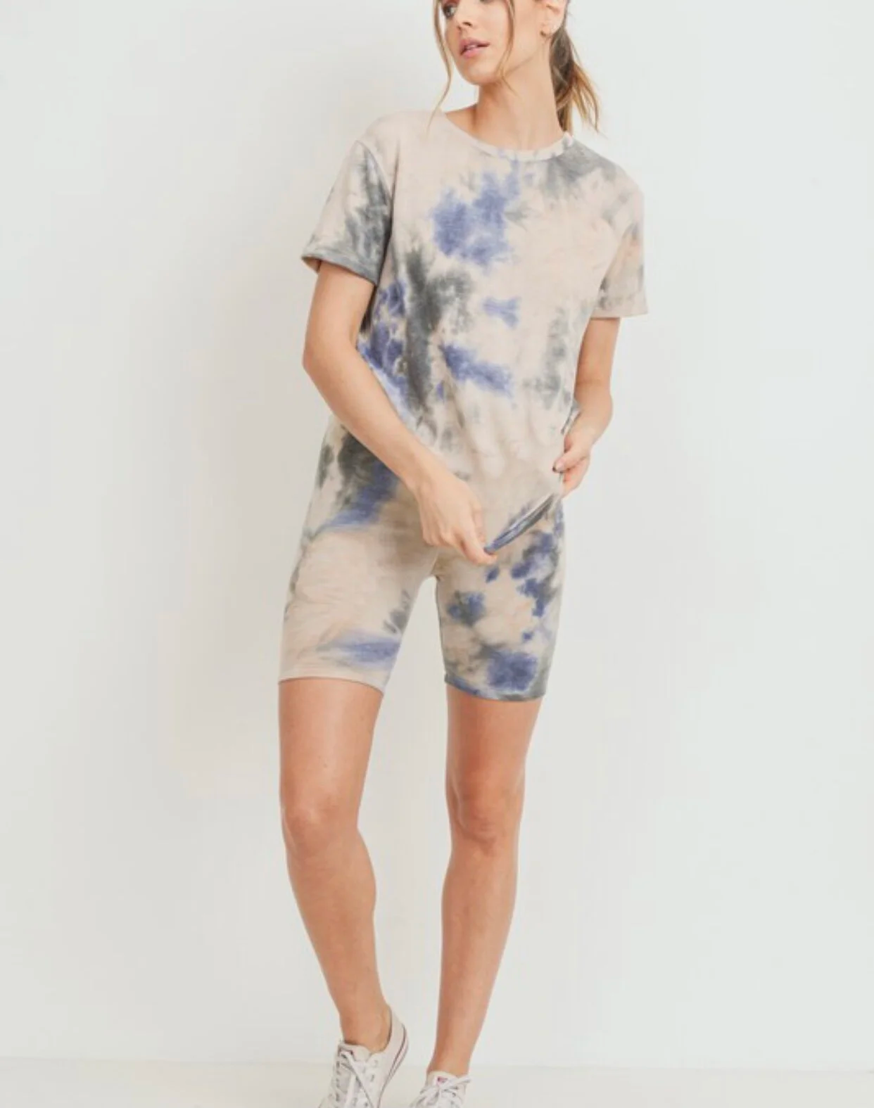 Serene Tie Dye Top And Biker Shorts Set