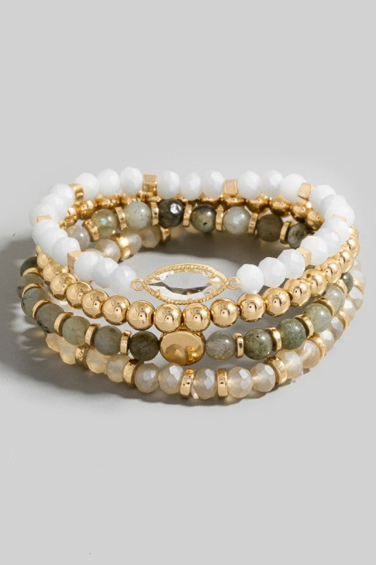 Metallic Mixed Beaded Bracelet Set
