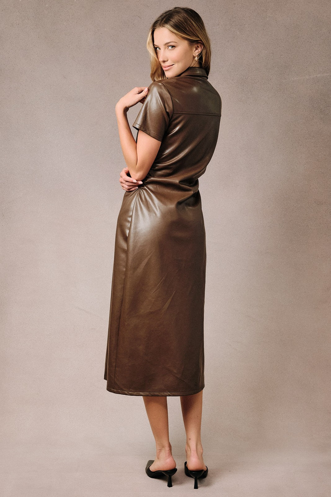 Leather Crush Midi Dress