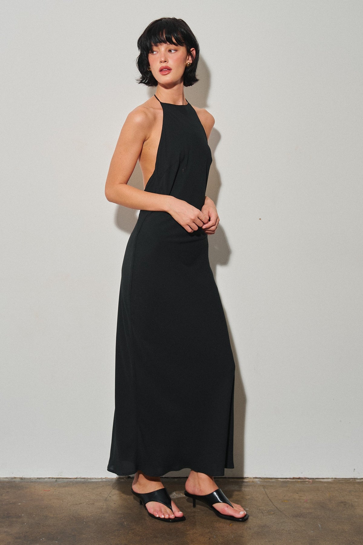 Noir Chiffon Maxi Dress