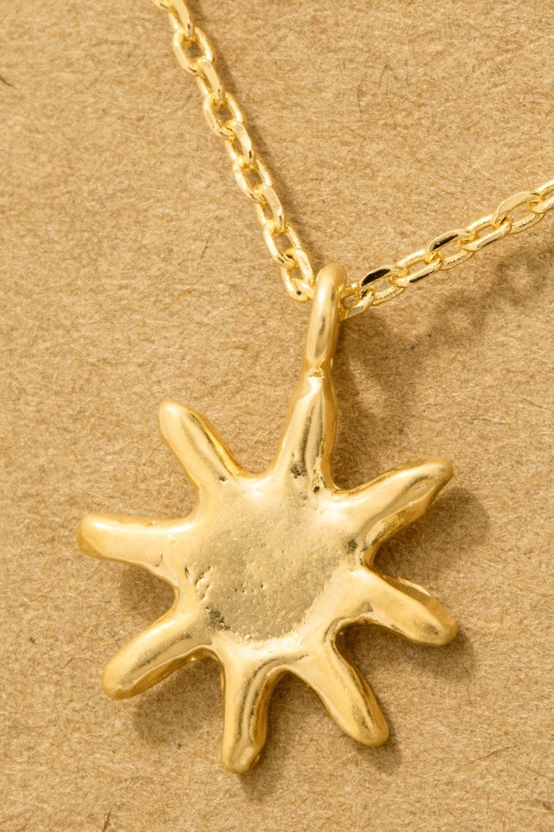 Matte Sunburst Charm Necklace