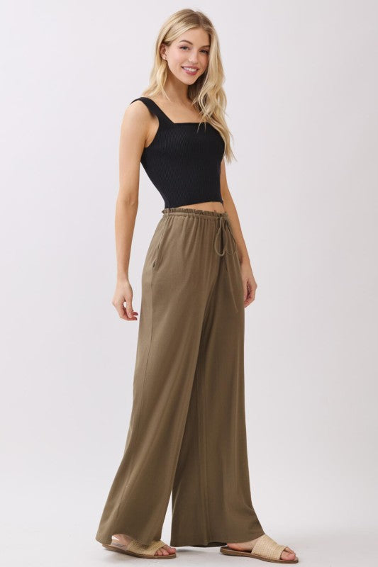 Olive Flow Drawstring Pants