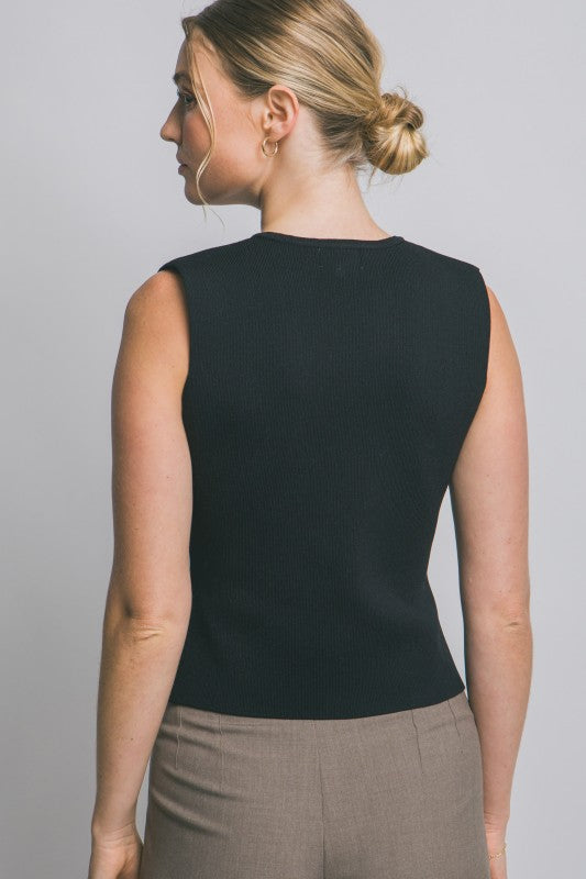 Gold Buttons Knit Vest