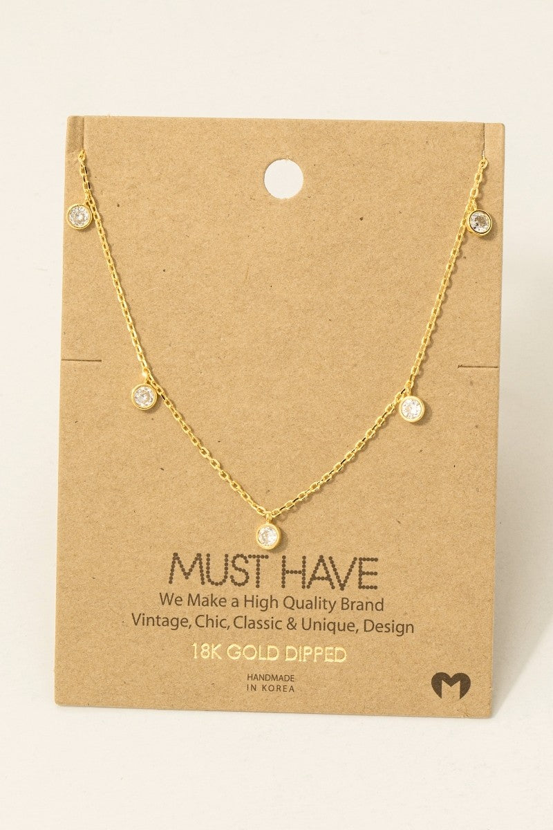 Golden Cascade Rhinestone Necklace