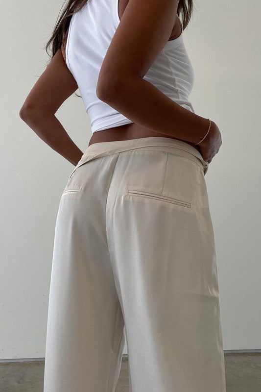 Tan Tie-Up Low Rise Pants
