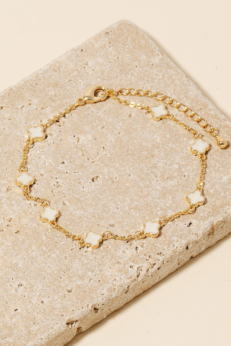 Gold Dipped Clover Charms Chain Bracelet