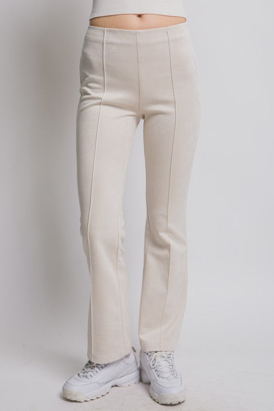 Faux Suede Flare Pants