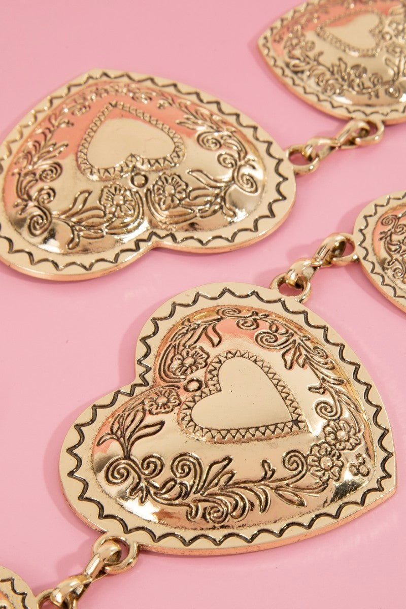 Engraved Heart Chain Belt