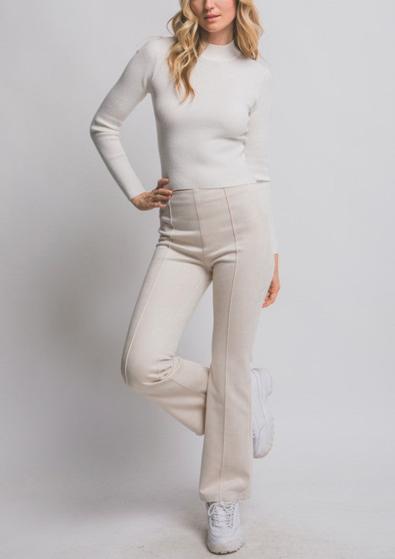 Faux Suede Flare Pants