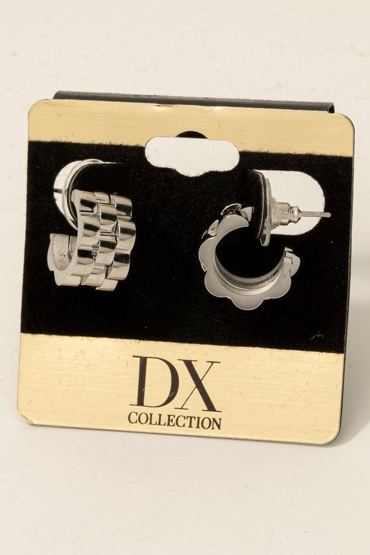 Stainless Steel Layered Chain Hoop Earrings