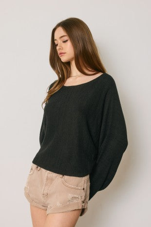 Camila Light Knit Batwing Cropped Top