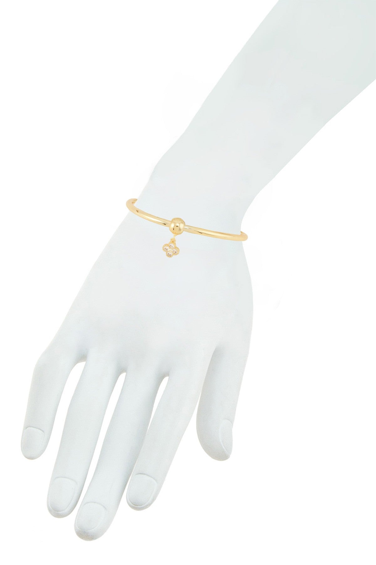 Rhinestone Clover Open Cuff