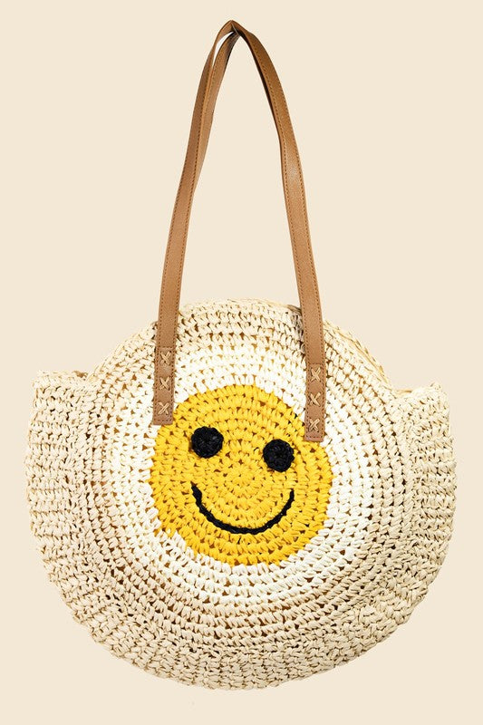 Sunny Smiles Straw Tote