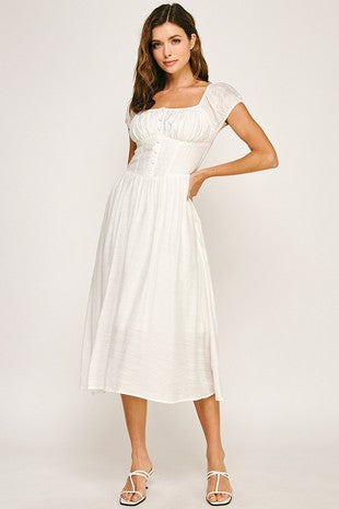 White Blossom Button Dress