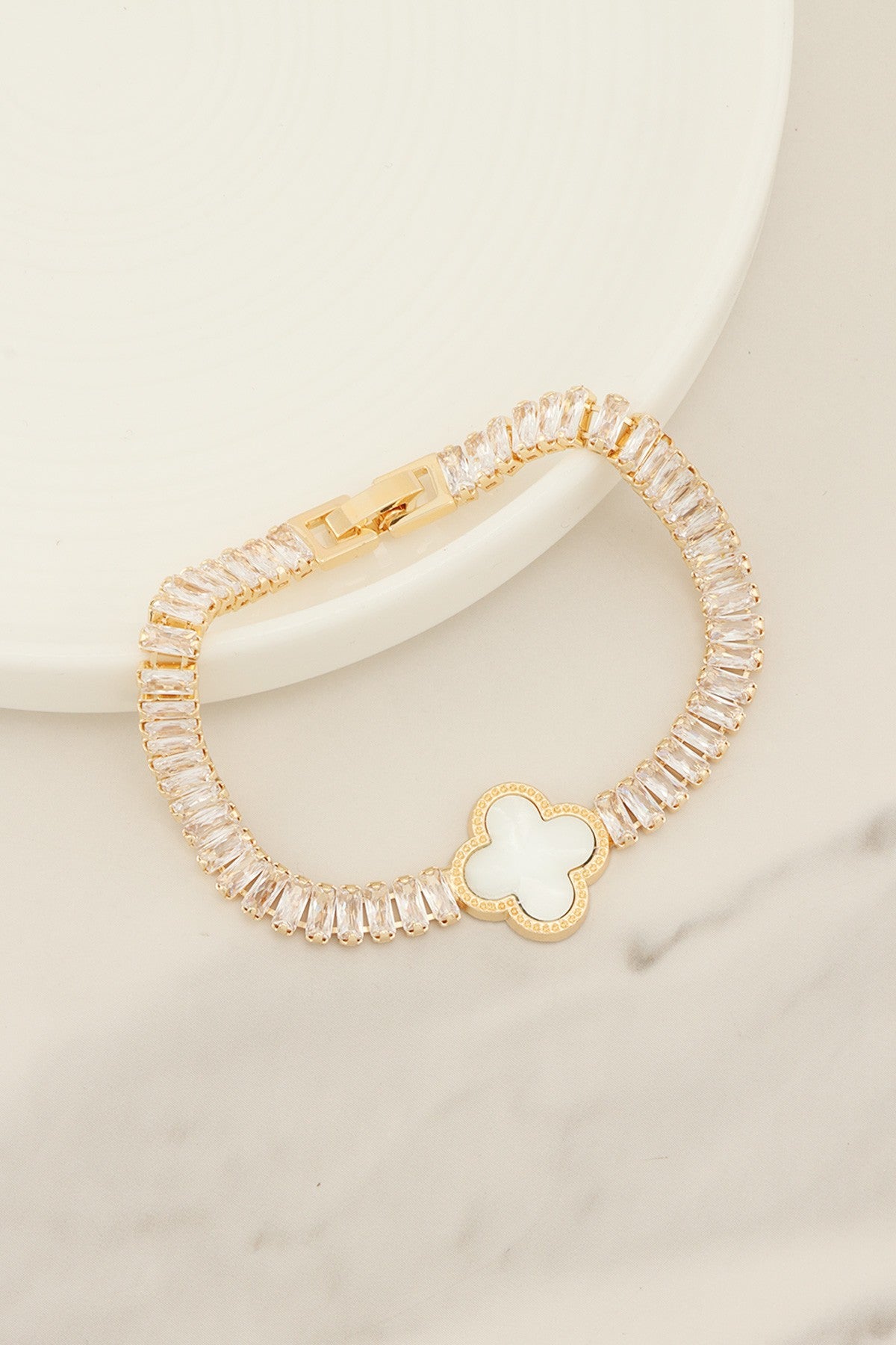 Crystal Clover Charm Bracelet