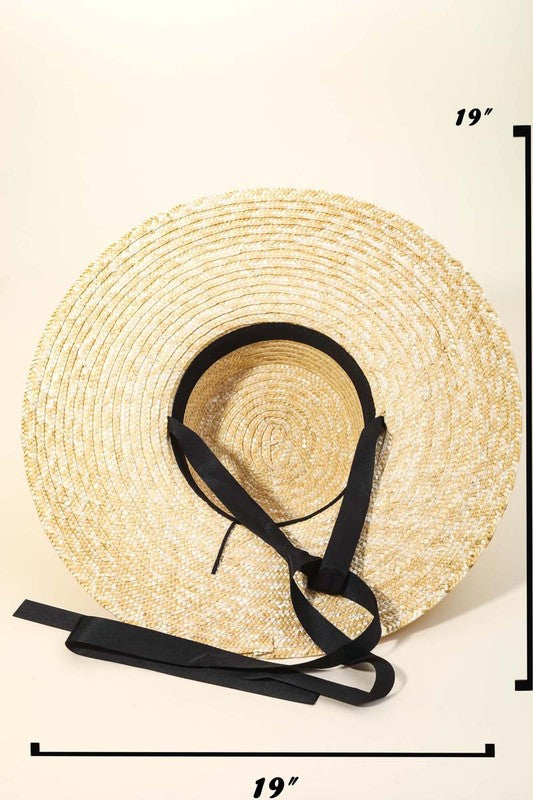 Straw Weave Ribbon Bow Chin Strap Sun Hat