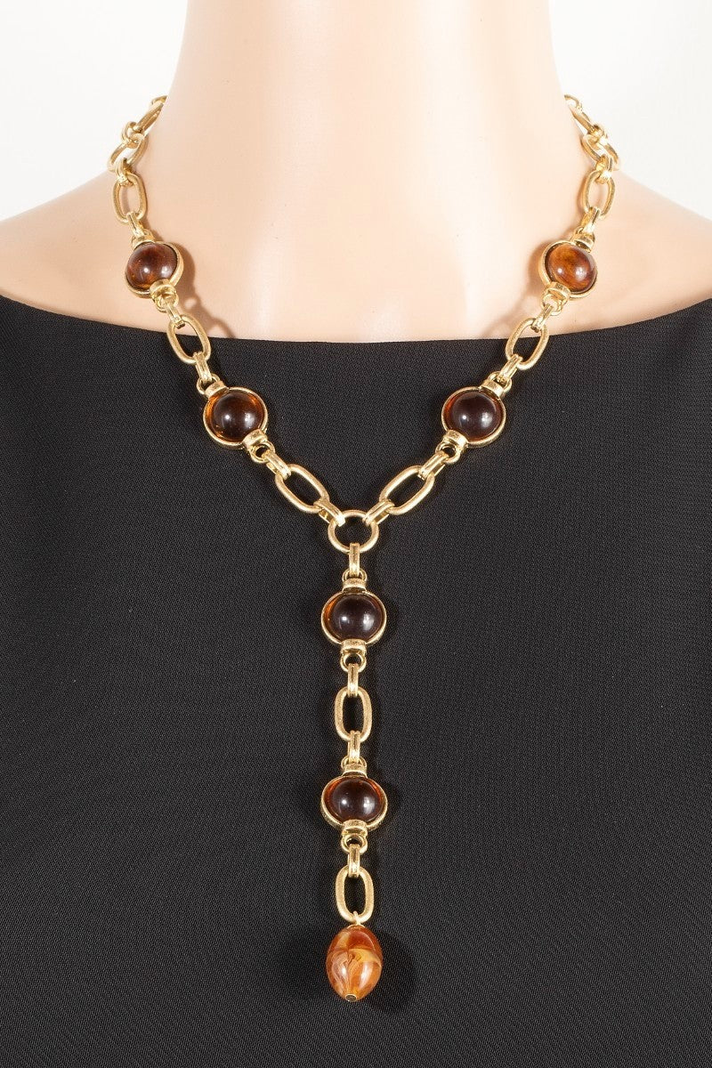 Pearl Link Dangle Necklace & Earrings Set