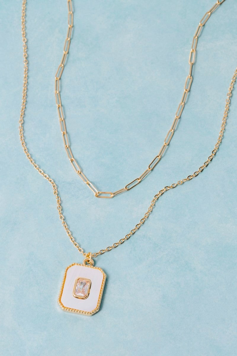 Polished Edge Stacked Rhinestone Necklace